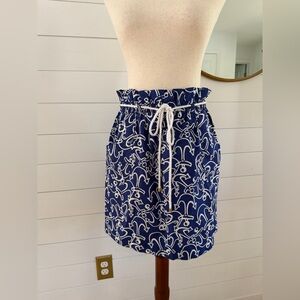 Lilly Pulitzer Navy and White Anchor Mini Skirt with Pockets - Small
